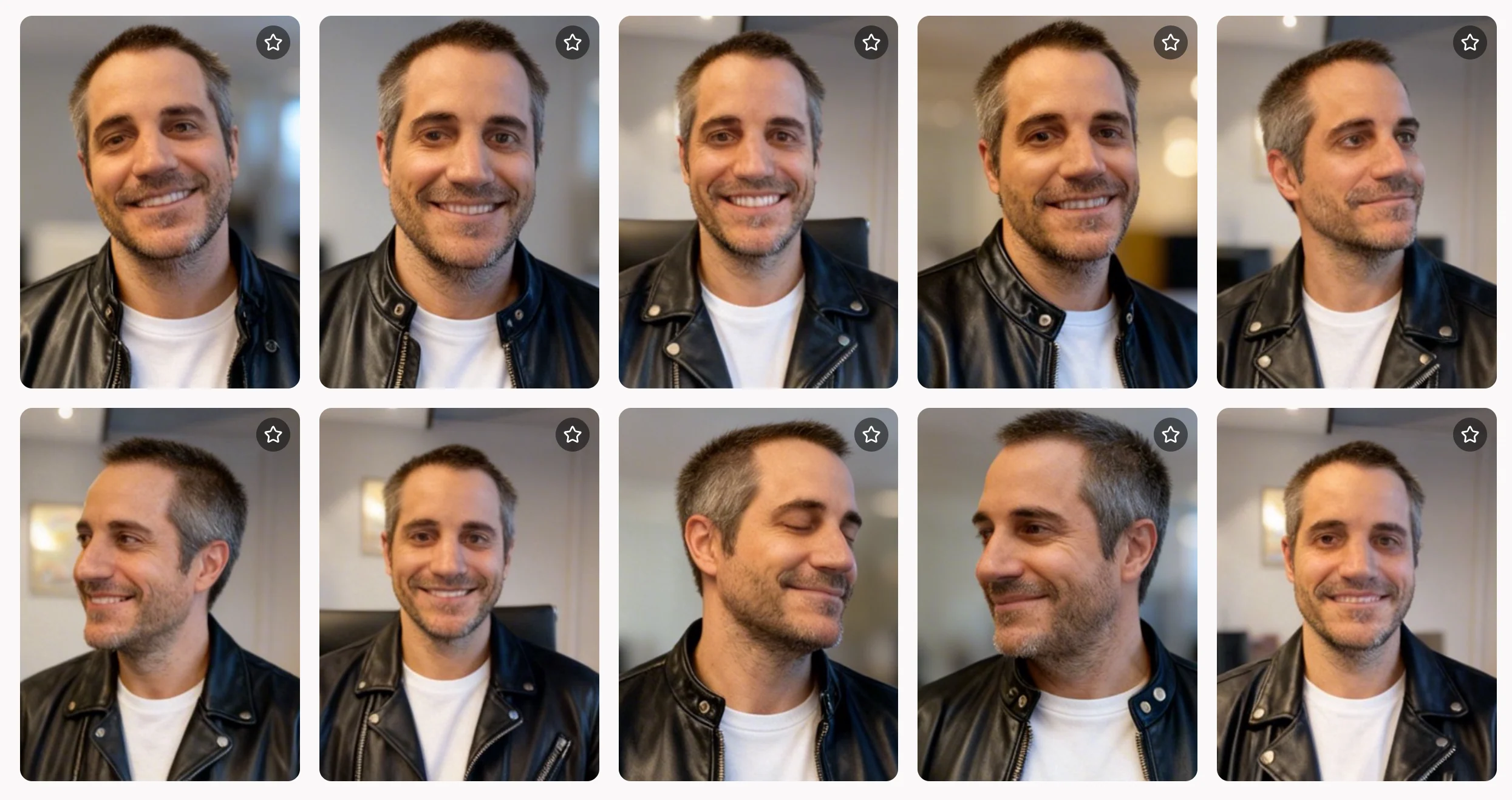 Example of AI-generated headshots with distorted or unnatural results