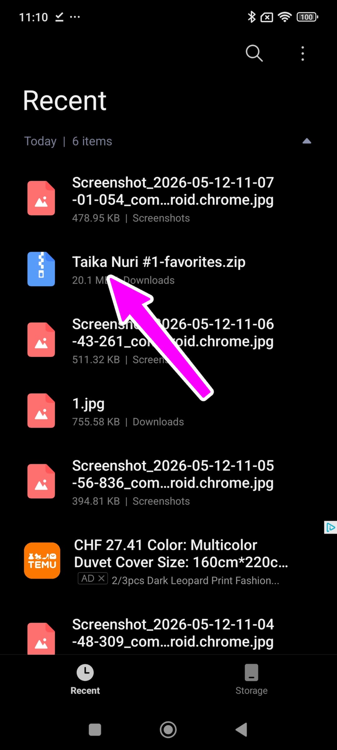 Extracted folder of headshots on Android