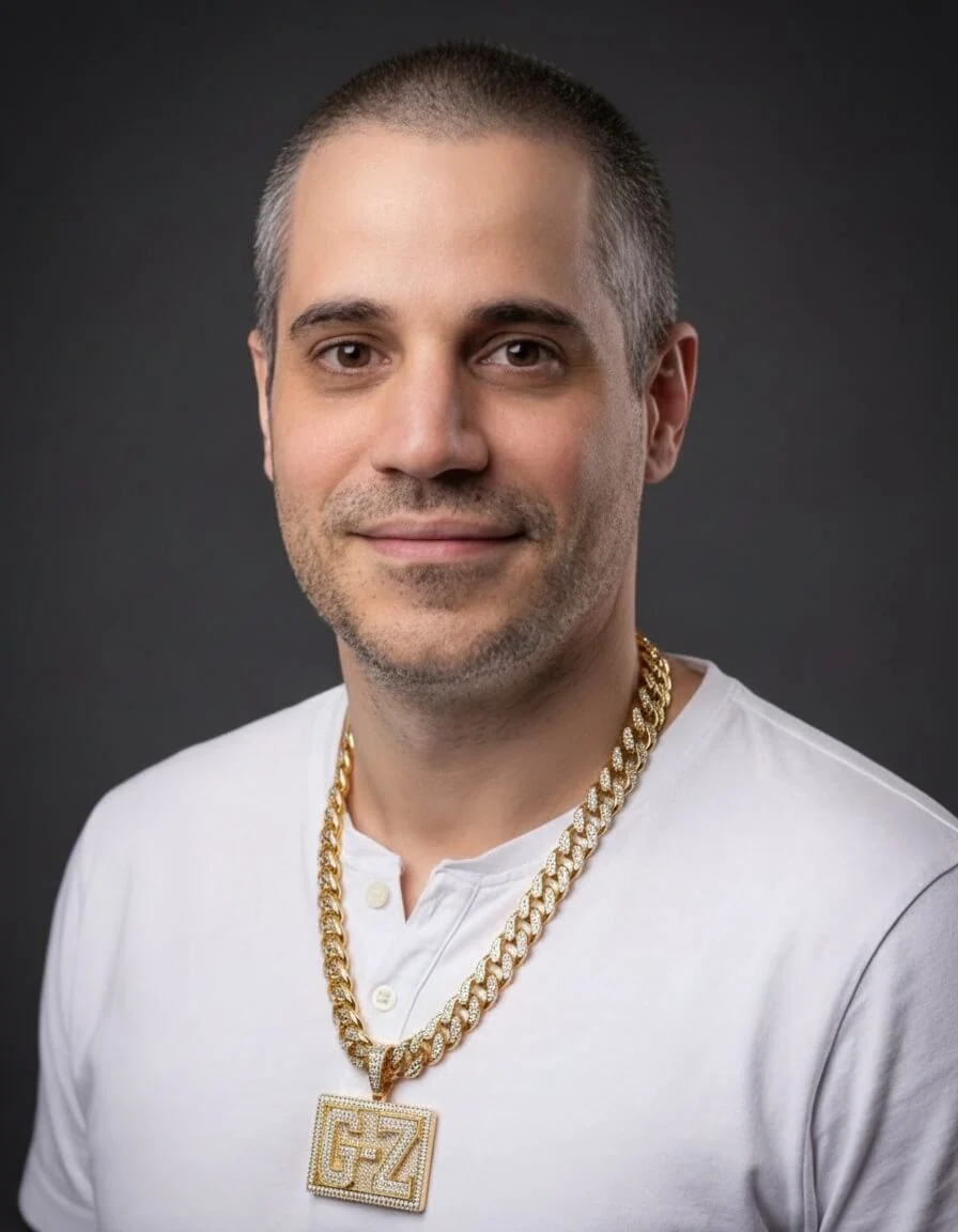 Custom edit result: gold chain necklace added