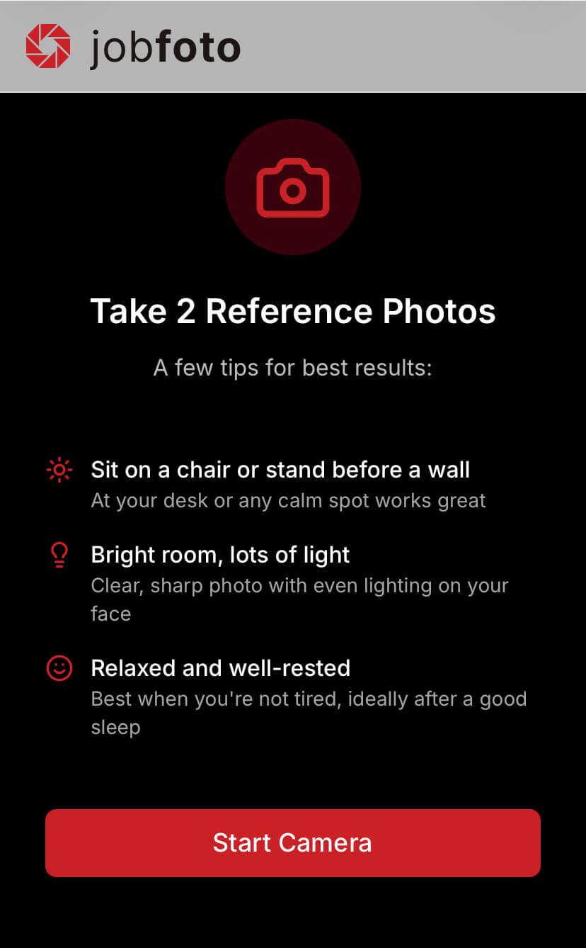 Mobile capture intro screen with tips